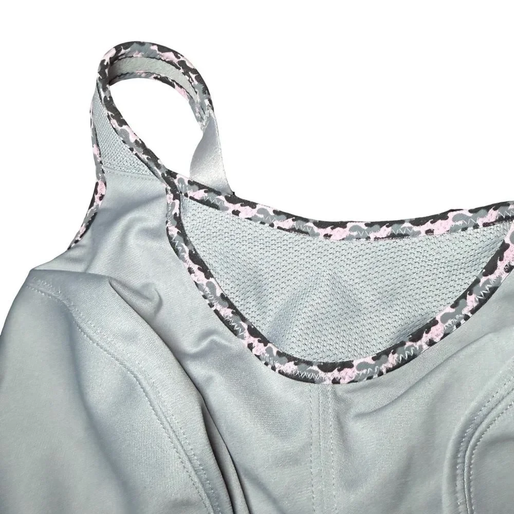Glamorise Grey/Pink Camo No Bounce Camisole Sports Bra Size 42D